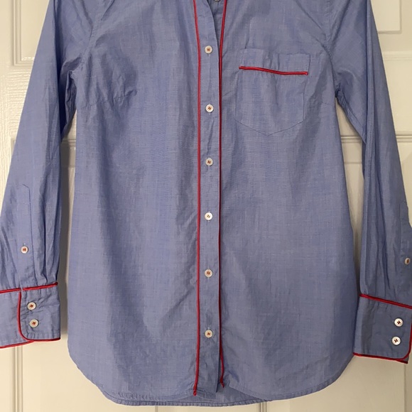 J. Crew Button Down Pajama Style Shirt with Tipping Size 0 - Picture 4 of 9